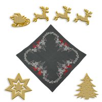 Tischdecke Weihnachten Stickerei Weihnachtsdeko Leinenoptik Mitteldecke Advent