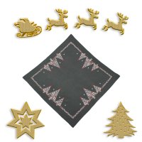 Tischdecke Weihnachten Stickerei Weihnachtsdeko Leinenoptik Mitteldecke Advent