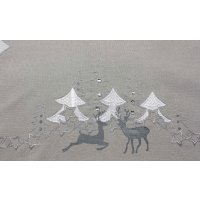 Tischdecke Weihnachten Stickerei Weihnachtsdeko Leinenoptik Mitteldecke Advent