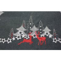 Tischdecke Weihnachten Stickerei Weihnachtsdeko Leinenoptik Mitteldecke Advent