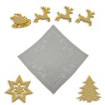 Tischdecke Weihnachten Stickerei Weihnachtsdeko Leinenoptik Mitteldecke Advent
