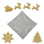 Tischdecke Weihnachten Stickerei Weihnachtsdeko Leinenoptik Mitteldecke Advent