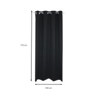 Verdunkelungsvorhang Ösen 140 x 175 cm Schwarz Vorhang blickdicht Gardine abdunkelnd wärmeisolierend