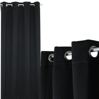 Verdunkelungsvorhang Ösen 140 x 175 cm Schwarz Vorhang blickdicht Gardine abdunkelnd wärmeisolierend