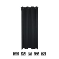 Verdunkelungsvorhang Ösen 140 x 175 cm Schwarz Vorhang blickdicht Gardine abdunkelnd wärmeisolierend