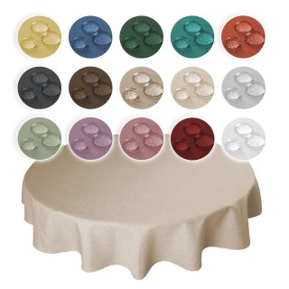 Tischdecke rund Leinenoptik Lotuseffekt Tischwäsche Wasserabweisend Tischtuch