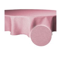 Tischdecke rund 140 cm altrosa Leinenoptik Lotuseffekt Tischwäsche Wasserabweisend