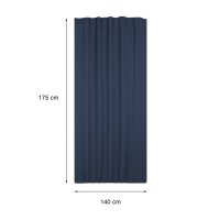 Verdunklungsgardine navy blau 135x175 Kräuselband Vorhang blickdicht Blackout Gardine