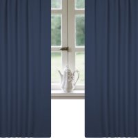 Verdunkelungsvorhang Kräuselband 140 x 175 cm Navy Blau Vorhang blickdicht abdunkelnd Gardine wärmeisolierend