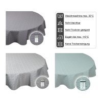 Tischdecke Outdoor ø 145 cm rund Jacquard wasserabweisend Garten Terrasse Balkon