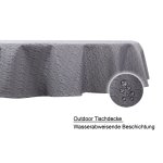 Tischdecke Outdoor ø 145 cm rund Jacquard wasserabweisend Garten Terrasse Balkon