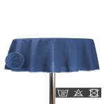 Gartentischdecke 160 cm rund blau outdoor wasserfest Garten Tischdecke abwischbar PVC