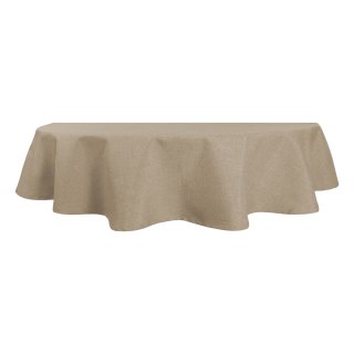 Tischdecke oval beige natur 160x220 cm Leinenoptik Lotuseffekt Tischwäsche Wasserabweisend Tischtuch