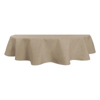 Tischdecke oval beige natur 160x220 cm Leinenoptik...