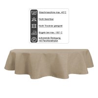 Tischdecke oval beige natur 160x220 cm Leinenoptik Lotuseffekt Tischwäsche Wasserabweisend Tischtuch