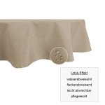 Tischdecke oval beige natur 160x220 cm Leinenoptik Lotuseffekt Tischwäsche Wasserabweisend Tischtuch