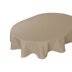 Tischdecke oval beige natur 160x220 cm Leinenoptik Lotuseffekt Tischwäsche Wasserabweisend Tischtuch