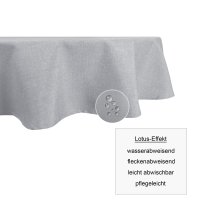 Tischdecke oval silber 160x220 cm Leinenoptik Lotuseffekt Tischwäsche Wasserabweisend Tischtuch