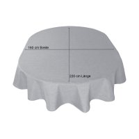 Tischdecke oval silber 160x220 cm Leinenoptik Lotuseffekt Tischwäsche Wasserabweisend Tischtuch