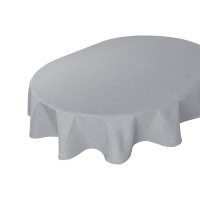 Tischdecke oval silber 160x220 cm Leinenoptik Lotuseffekt Tischwäsche Wasserabweisend Tischtuch