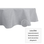 Tischdecke oval silber 160x220 cm Leinenoptik Lotuseffekt Tischwäsche Wasserabweisend Tischtuch