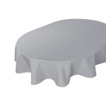 Tischdecke oval silber 160x220 cm Leinenoptik Lotuseffekt Tischwäsche Wasserabweisend Tischtuch