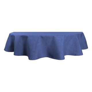 Tischdecke oval blau 160x260 cm Leinenoptik Lotuseffekt Tischwäsche Wasserabweisend Tischtuch