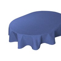 Tischdecke oval blau 160x260 cm Leinenoptik Lotuseffekt Tischwäsche Wasserabweisend Tischtuch