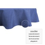 Tischdecke oval blau 160x260 cm Leinenoptik Lotuseffekt Tischwäsche Wasserabweisend Tischtuch