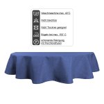 Tischdecke oval blau 160x260 cm Leinenoptik Lotuseffekt Tischwäsche Wasserabweisend Tischtuch