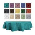 Tischdecke oval blau 160x260 cm Leinenoptik Lotuseffekt Tischwäsche Wasserabweisend Tischtuch