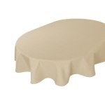 Tischdecke oval ecru 160x260 cm Leinenoptik Lotuseffekt Tischwäsche Wasserabweisend Tischtuch