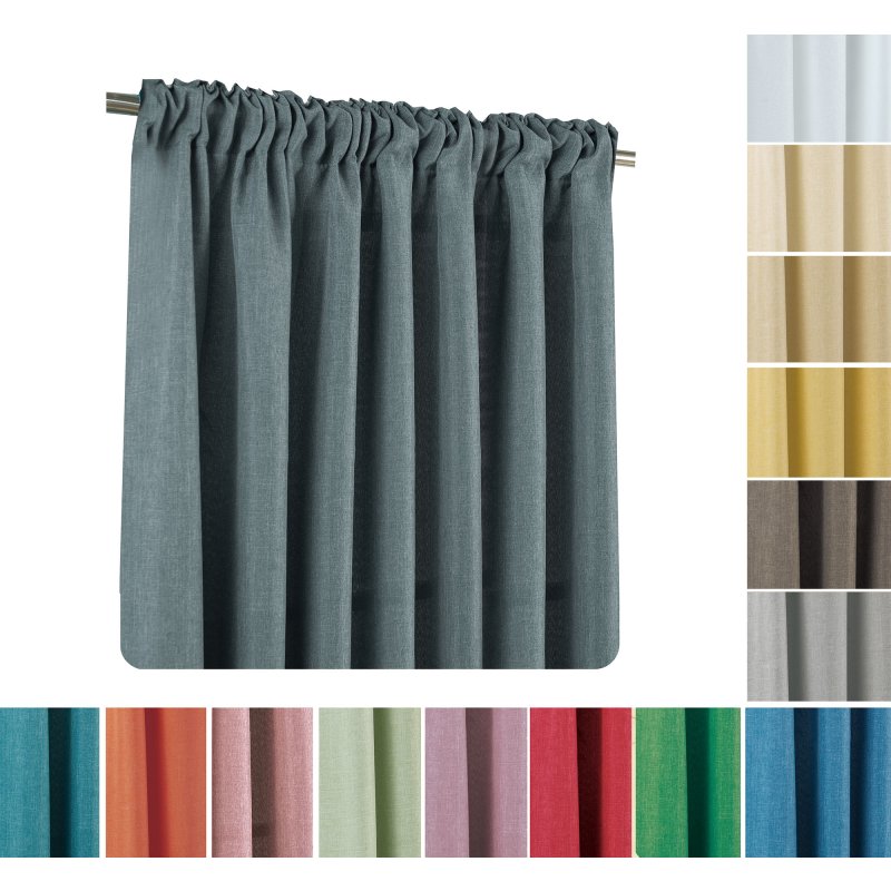 Vorhang Kräuselband 140x245 cm blickdicht Struktur Leinenoptik uni Ga, 18,95 €