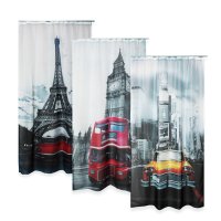 Vorhang 2er Set Digitaldruck halbtransparent City Motiv...