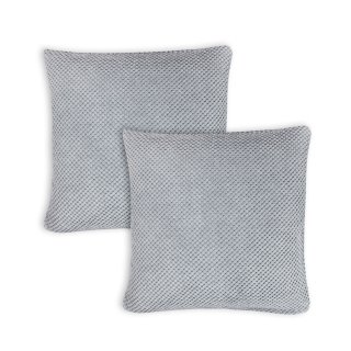 Kissenbezug 2er Set 50x50 cm Grau Dekokissen Kissenhülle Waben Kissen Chenille Webstruktur