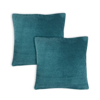 Kissenbezug 2er Set 60x60 cm Petrol Dekokissen Kissenhülle Waben Kissen Chenille Webstruktur