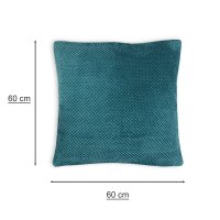 Kissenbezug 2er Set 60x60 cm Petrol Dekokissen Kissenhülle Waben Kissen Chenille Webstruktur