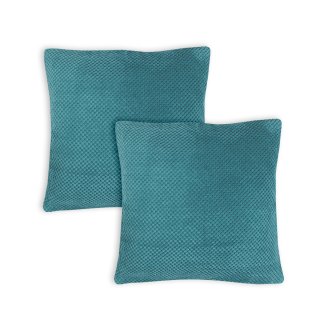 Kissenbezug 2er Set 80x80 cm Türkis Dekokissen Kissenhülle Waben Kissen Chenille Webstruktur
