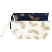 Kosmetiktasche Kulturbeutel Damen Feder Motiv Reise...