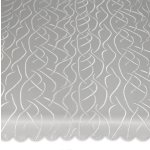 Mitteldecke eckig 90x90 cm Tischdecke Struktur damast Streifen b&uuml;gelfrei fleckenabweisend grau silber