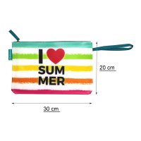 Bikini Wetbag I Love Summer Weiß wasserdichte Badetasche Nasstasche für Urlaub Strand Schwimmbad