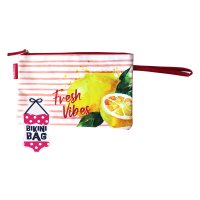Bikini Wetbag Fresh Vibes Lachs wasserdichte Bikini Bag Badetasche Nasstasche für Urlaub Strand Schwimmbad