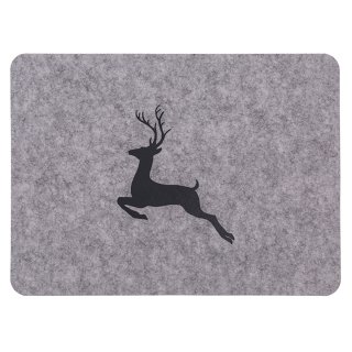 Tischset Hirsch hellgrau Motiv Filz Platzset 44x32 cm Untersetzer Dekoration