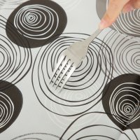 Wachstuch Tischdecke Kreise weiß schwarz rechteckig abwaschbar Gartentischdecke fleckenabweisend