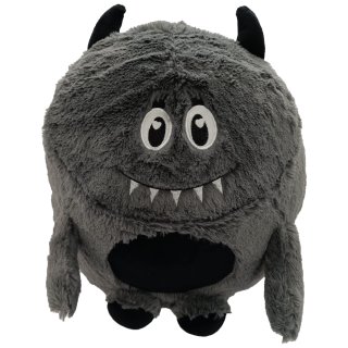Monster Kuschelkissen Plüsch Kinder Kissen anthrazit Dekokissen mit Füllung ca. 45 cm Autokissen