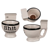 Tasse Shit Happens Toilette Becher Toilettenschüssel Kaffeebecher Teetasse WC Schüssel