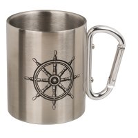 Tasse Edelstahl Karabiner Maritim Becher Kaffeetasse Edelstahltasse wandern