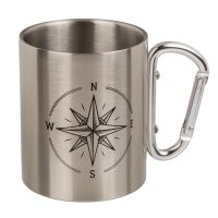 Tasse Edelstahl Karabiner Maritim Becher Kaffeetasse Edelstahltasse wandern