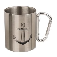 Tasse Edelstahl Karabiner Maritim Becher Kaffeetasse Edelstahltasse wandern