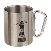 Tasse Edelstahl Karabiner Maritim Becher Kaffeetasse Edelstahltasse wandern